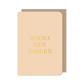 Dubbel kaart met envelop Hoera een jongen