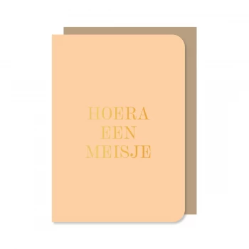Dubbele kaart met envelop Hoera een meisje
