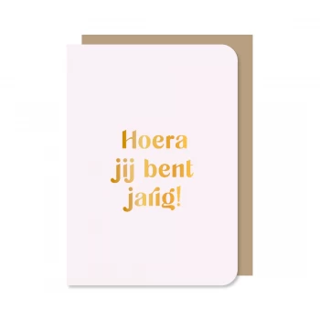 Dubbele kaart met envelop Hoera jij bent jarig