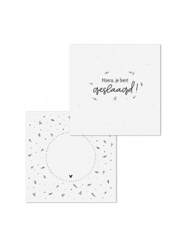 Dubbele kaart met envelop Hoera, je bent geslaagd!