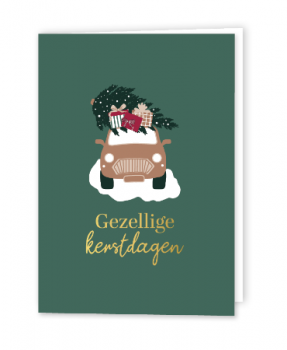 Dubbele kaart met envelop Gezellige Kerstdagen