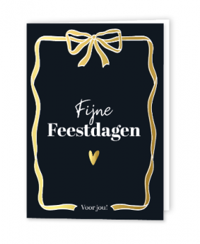 Dubbele kaart met envelop Fijne Feestdagen hartje