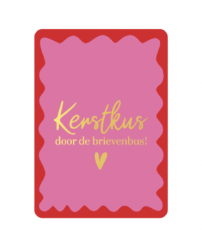 Kaart Kerstkus door de brievenbus hartje